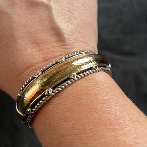 Brighton cuff bracelet gold tone and silver w/spring clasp